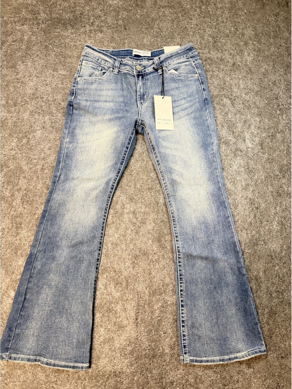 Telepatia Low Rise Bootcut Jeans Womens 15/32 Blue Embroidered Flap Pockets NWT